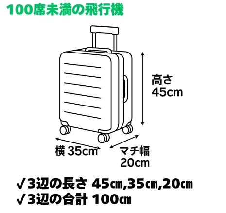 機内持ち込み 手荷物サイズ 100席未満